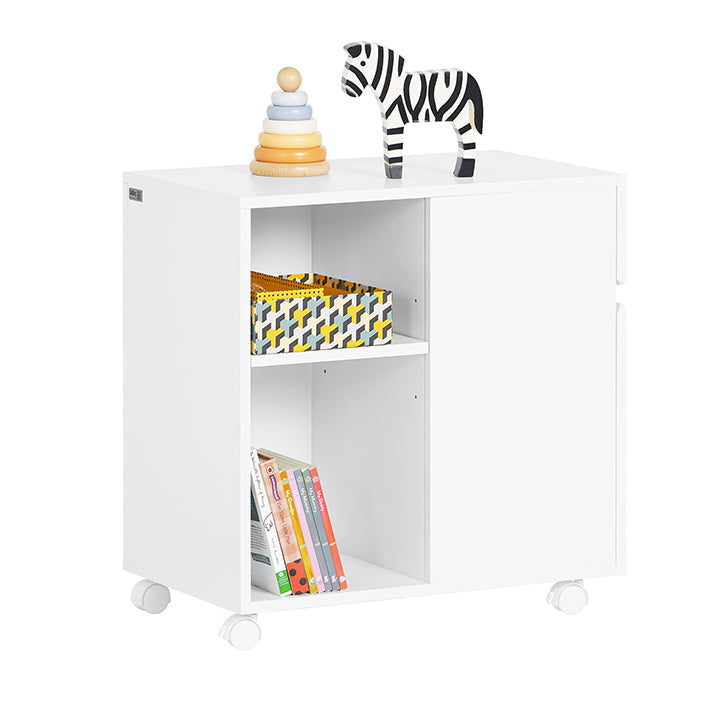 SoBuy | Armadietto Classificatore | Armadietto da Archivio Mobile | Tavolino per Stampante | Contenitore Mobile con Ruote | Bianco | ASK05-W