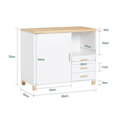 SoBuy | Table d'imprimante | Classeur | Buffet | Armoire de rangement | Blanc-Naturel | ASK07-WN