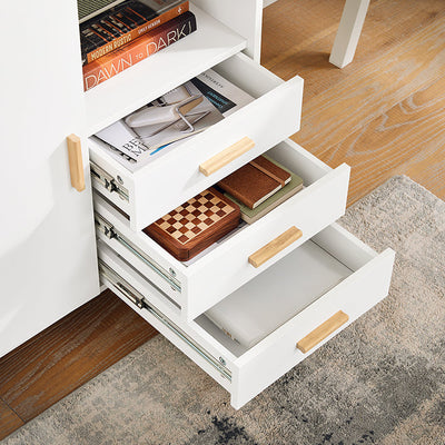 SoBuy | Table d'imprimante | Classeur | Buffet | Armoire de rangement | Blanc-Naturel | ASK07-WN