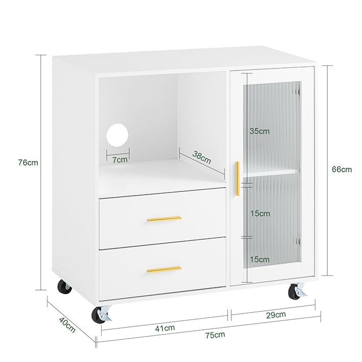 SoBuy | Credenza su ruote | Carrello da cucina | Mobile per microonde | Armadietto contenitore | ASK09-W