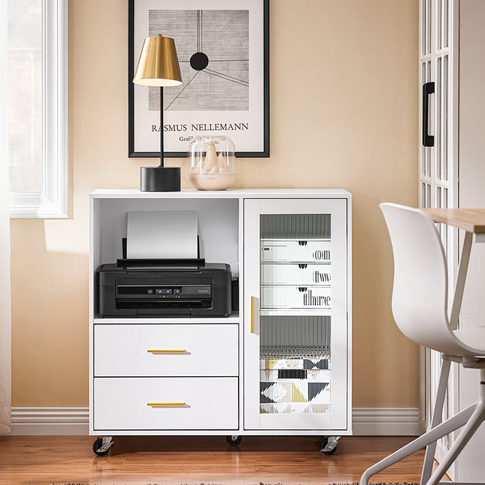 SoBuy | Credenza su ruote | Carrello da cucina | Mobile per microonde | Armadietto contenitore | ASK09-W