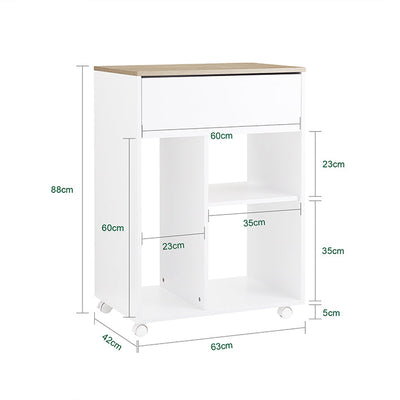 SoBuy | Meuble d'imprimante à roulettes | Support d'imprimante | Armoire de classement | Caisson de rangement à roulettes | Blanc | ASK10-WN