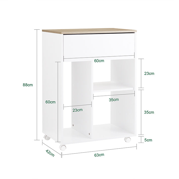 SoBuy | Tavolo per Stampante con Ruote | Supporto per Stampante | Armadietto Portadocumenti | Cassettiera per Ufficio | Bianco | ASK10-WN
