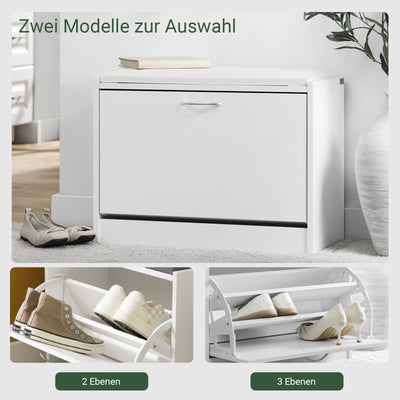 SoBuy | Meuble à chaussures | Banc à chaussures avec étagère intégrée | Blanc | FSR16-W 