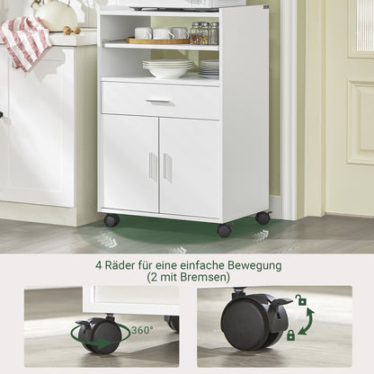 SoBuy | Küchenschrank | Mikrowellenschrank | Rollschrank Weiß | FSB09-W