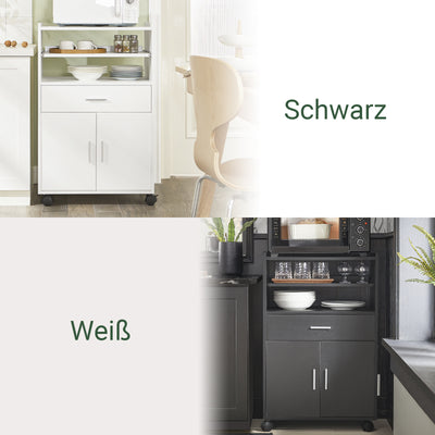 SoBuy | Meuble de cuisine | Meuble micro-ondes | Meuble à roulettes blanc | FSB09-W 