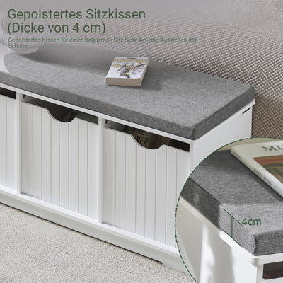 SoBuy | Banc avec siège | Coffre à jouets | Coffre de rangement blanc | FSR30-W