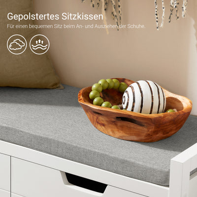 SoBuy | Sitzkommode | Sitzbank mit Sitzfläche | Schuhtruhe | Schuhschrank | Weiß | FSR63-II-W