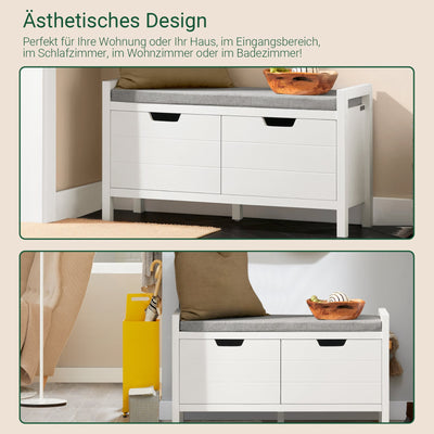 SoBuy | Cassapanca | Panchina con sedile | Panca contenitore per scarpe | Scarpiera | Bianco | FSR63-II-W