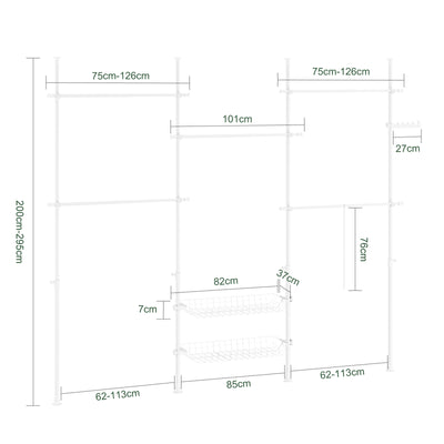 SoBuy | Teleskop Kleiderstange | Kleiderstangen System | Weiß | KLS04-II-W