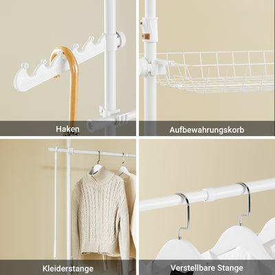 SoBuy | Teleskop Kleiderstange | Kleiderstangen System | Weiß | KLS04-II-W