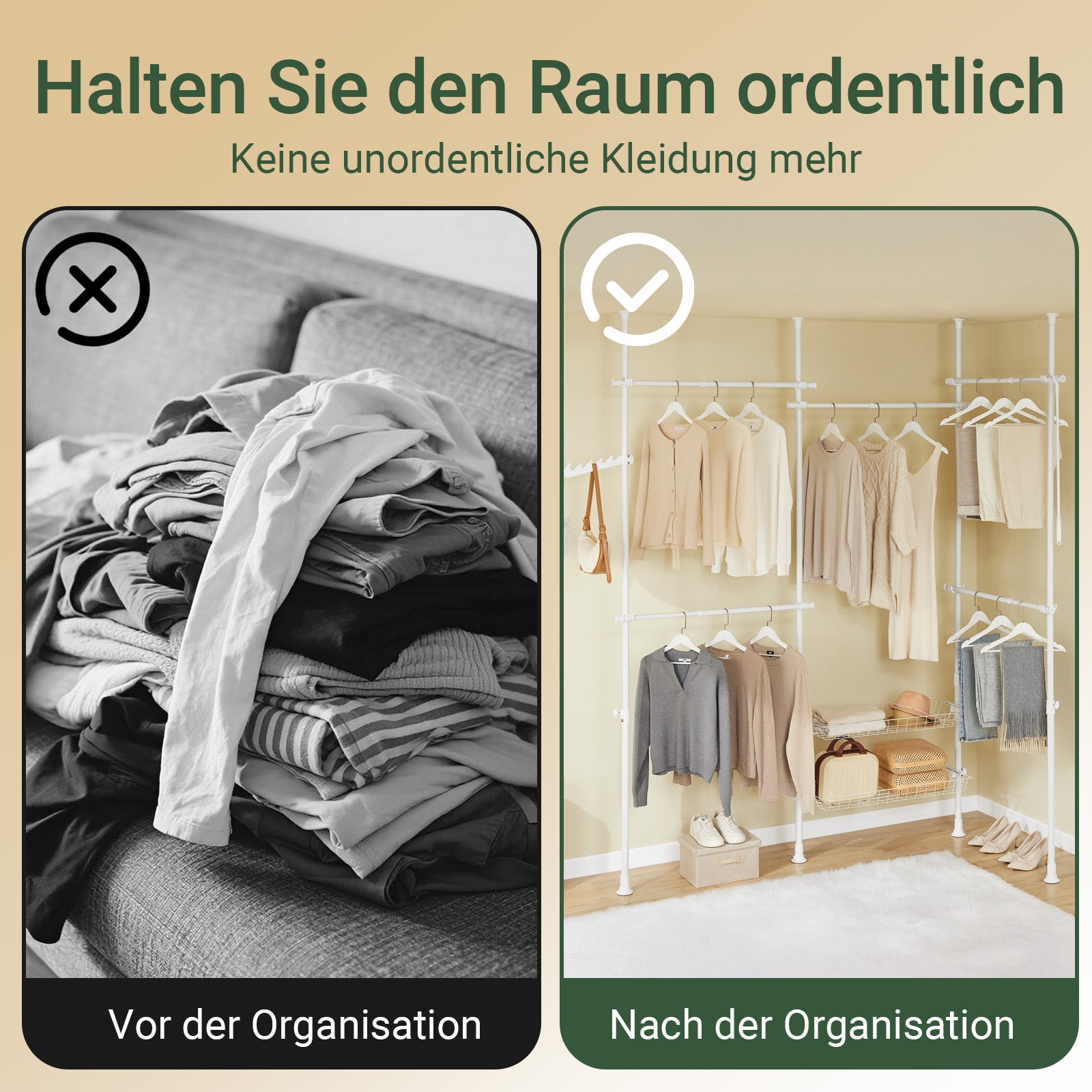 SoBuy | Teleskop Kleiderstange | Kleiderstangen System | Weiß | KLS04-II-W