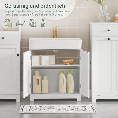 SoBuy | Meuble sous-lavabo | Meuble de salle de bain blanc | Style campagnard | BZR18-W