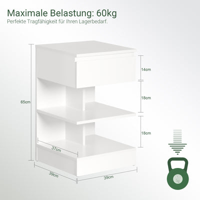 SoBuy | Table de chevet | Pour la chambre | Table d'appoint | Commode blanche | FBT49-W 