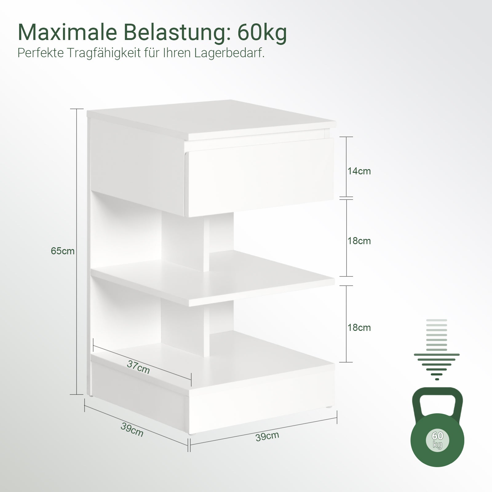 SoBuy | Comodino | Per camera da letto | Tavolino | Cassettiera bianco | FBT49-W