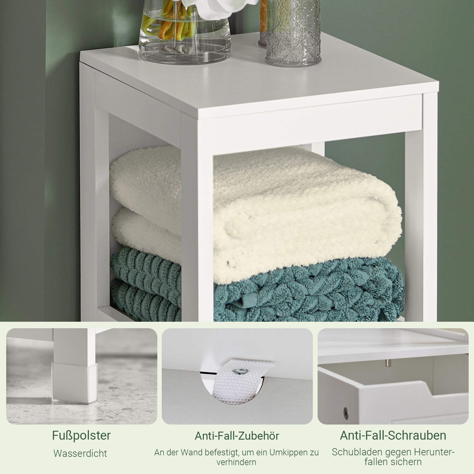 SoBuy | Mobile alto da bagno | Armadietto da bagno bianco | Mobili da bagno stile Country | FRG127-W