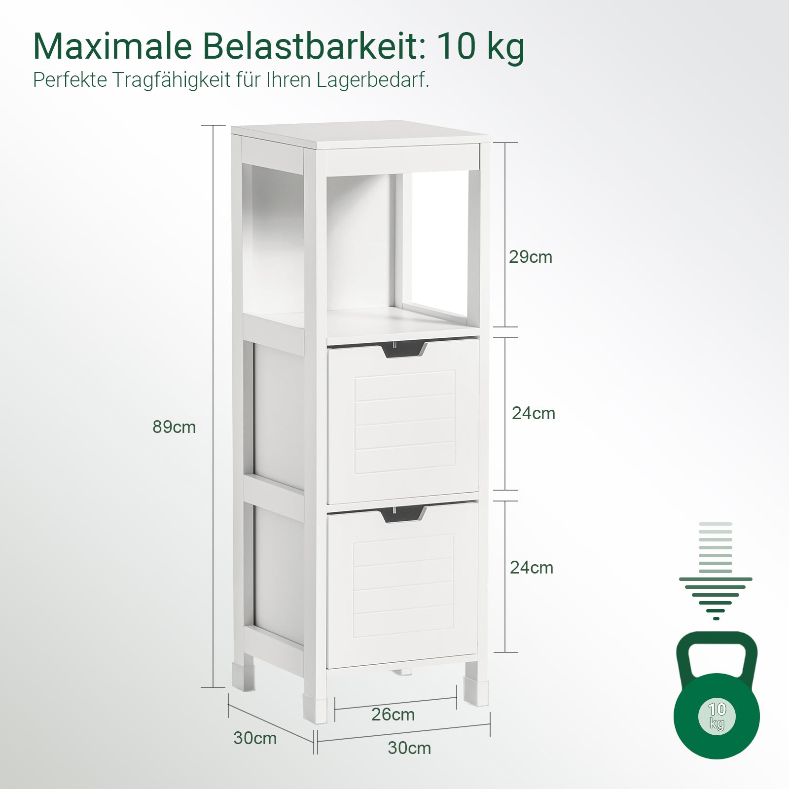SoBuy | Bad Hochschrank | Badschrank Weiß | Badezimmermöbel Landhaus | FRG127-W