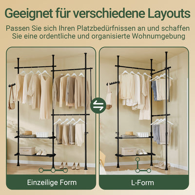 SoBuy | Tringle à vêtements télescopique | Système de tringles à vêtements | Système d'étagères | FRG34-II-SCH
