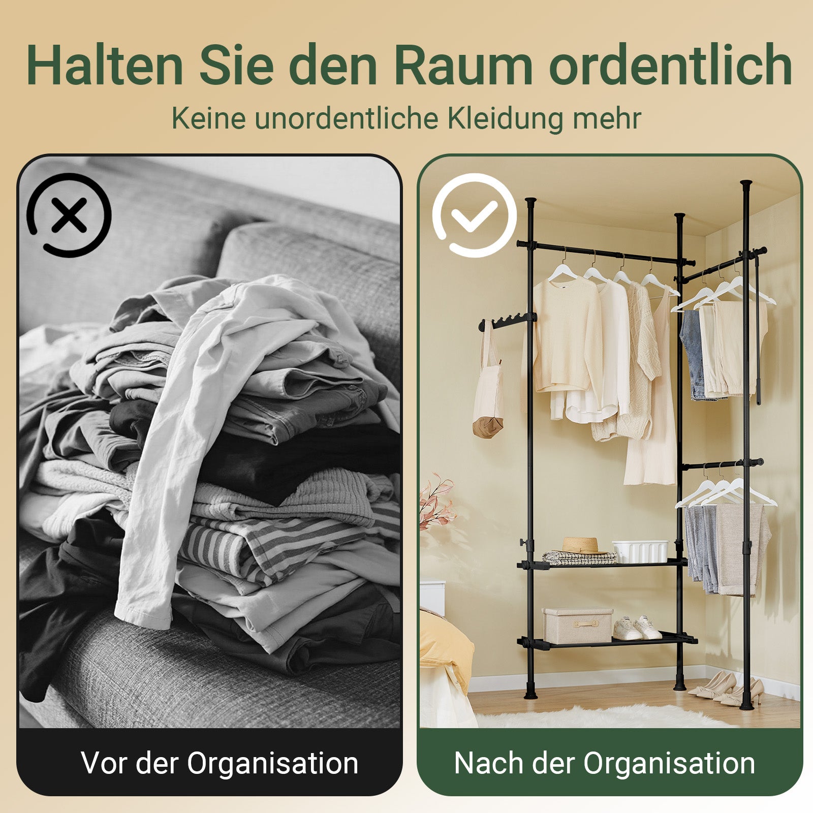 SoBuy | Teleskop Kleiderstange | Kleiderstangen System | Regalsystem | FRG34-II-SCH