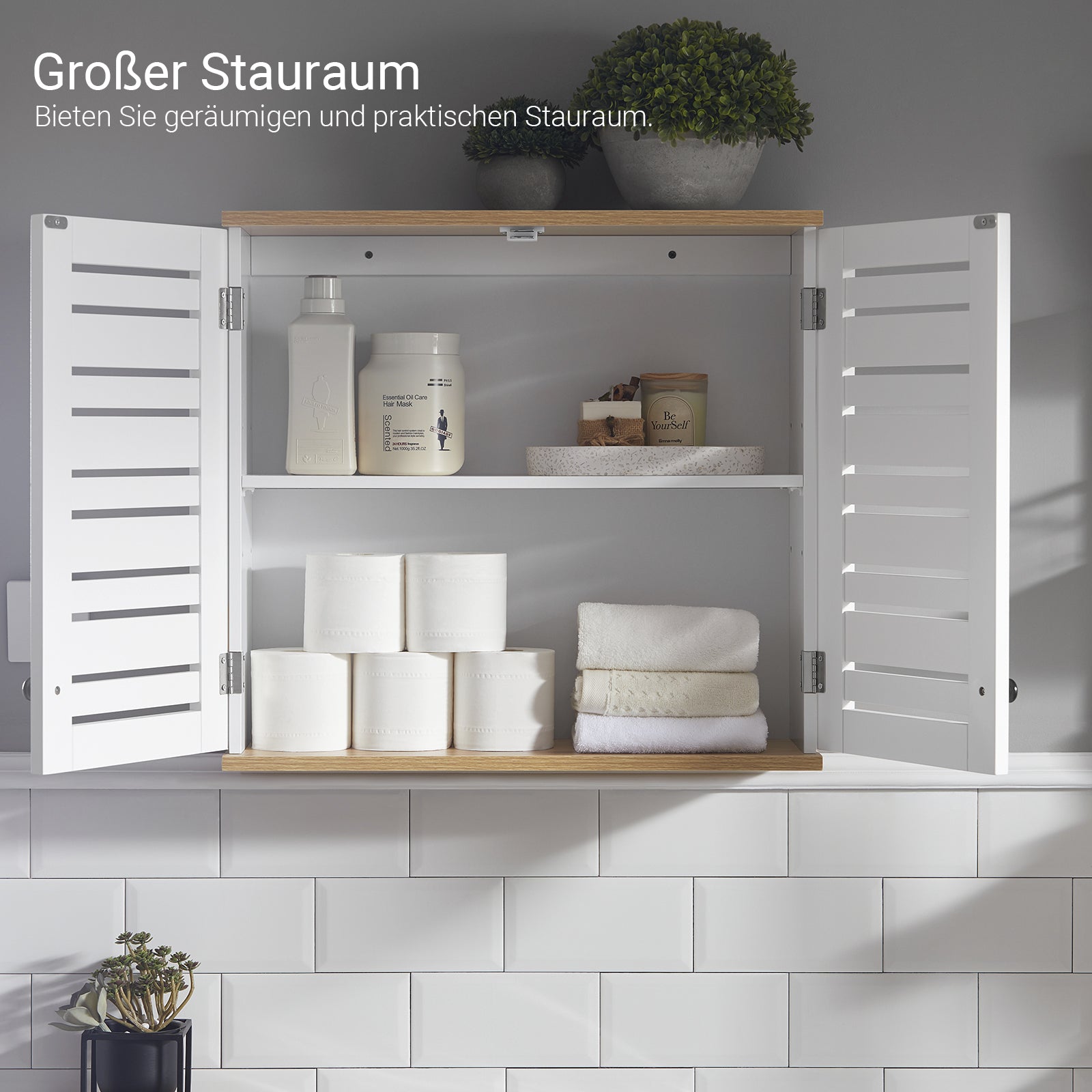 SoBuy | Armoire murale de salle de bain | Armoire suspendue | Armoire de salle de bain blanche | BZR42-W