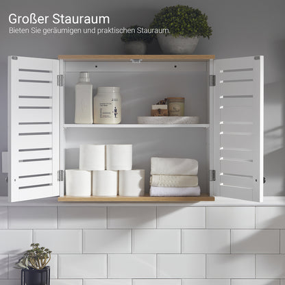 SoBuy | Armoire murale de salle de bain | Armoire suspendue | Armoire de salle de bain blanche | BZR42-W