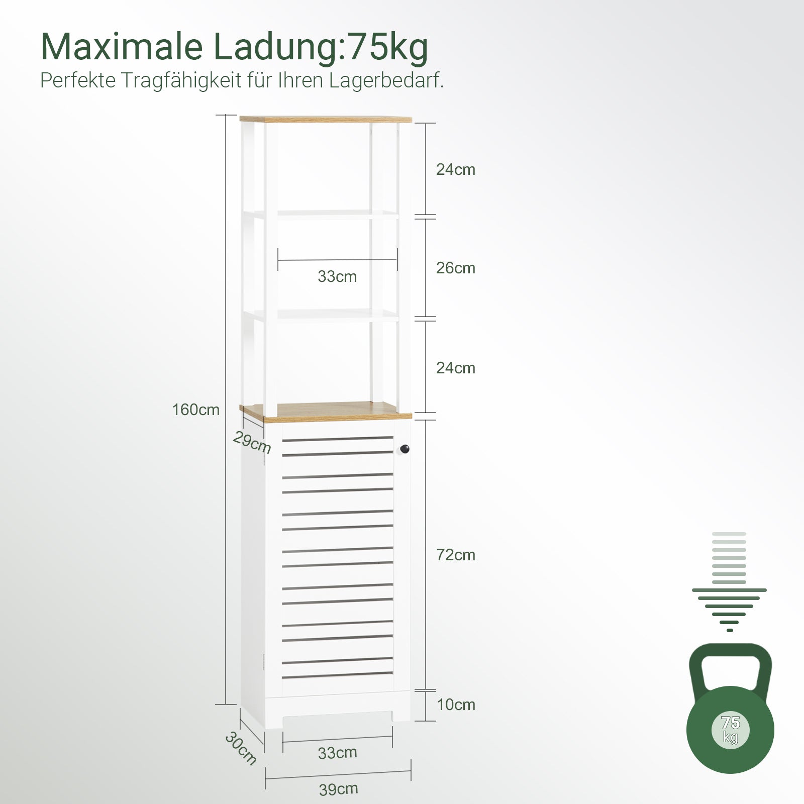 SoBuy | Armoire de salle de bain haute | Armoire de salle de bain blanche | Meubles de salle de bain | BZR43-W 