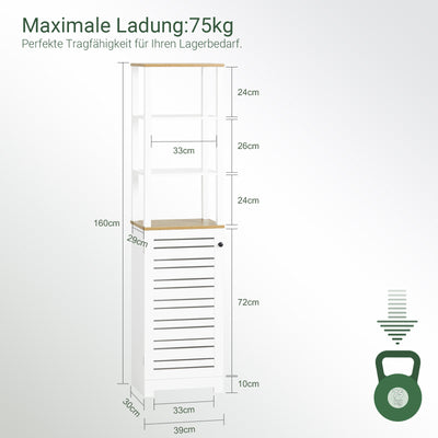 SoBuy | Armoire de salle de bain haute | Armoire de salle de bain blanche | Meubles de salle de bain | BZR43-W 
