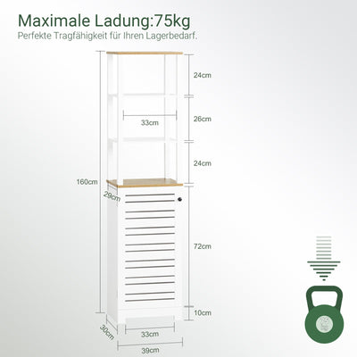 SoBuy | Colonna da bagno | Armadietto da bagno bianco | Mobiletto da bagno | BZR43-W