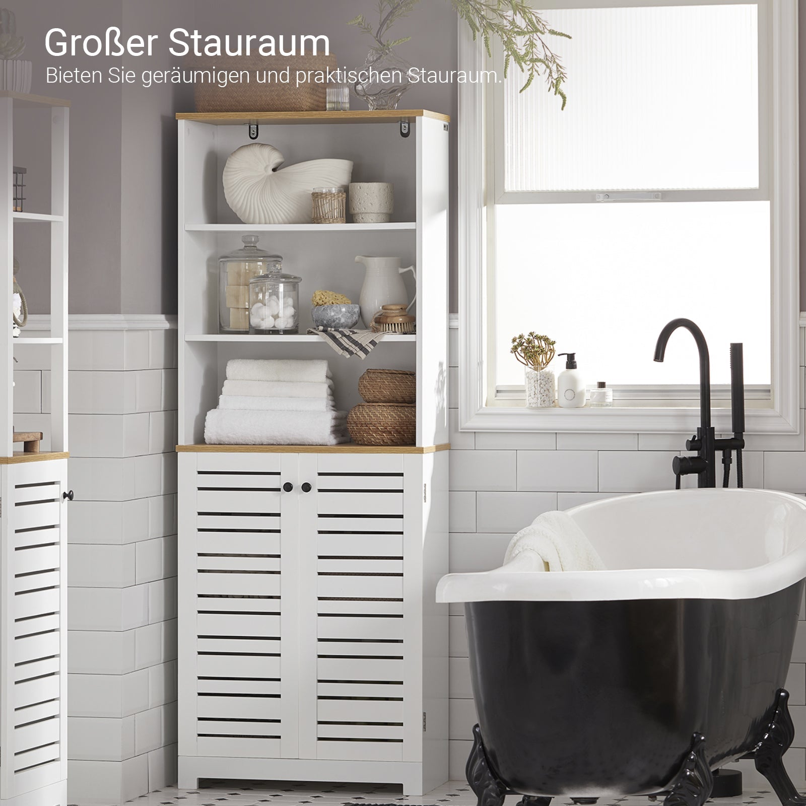 SoBuy | Colonna da bagno | Mobiletto bagno bianco | Mobile bagno | BZR44-W