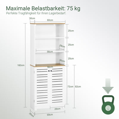 SoBuy | Armoire de salle de bain haute | Armoire de salle de bain blanche | Meubles de salle de bain | BZR44-W 