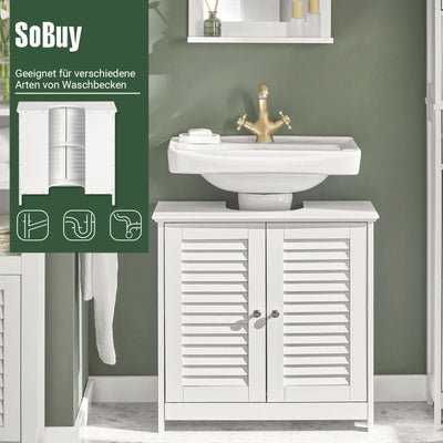 SoBuy | Meuble-lavabo | Armoire de salle de bain blanche | FRG237-II-W