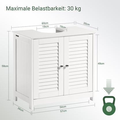 SoBuy | Meuble-lavabo | Armoire de salle de bain blanche | FRG237-II-W