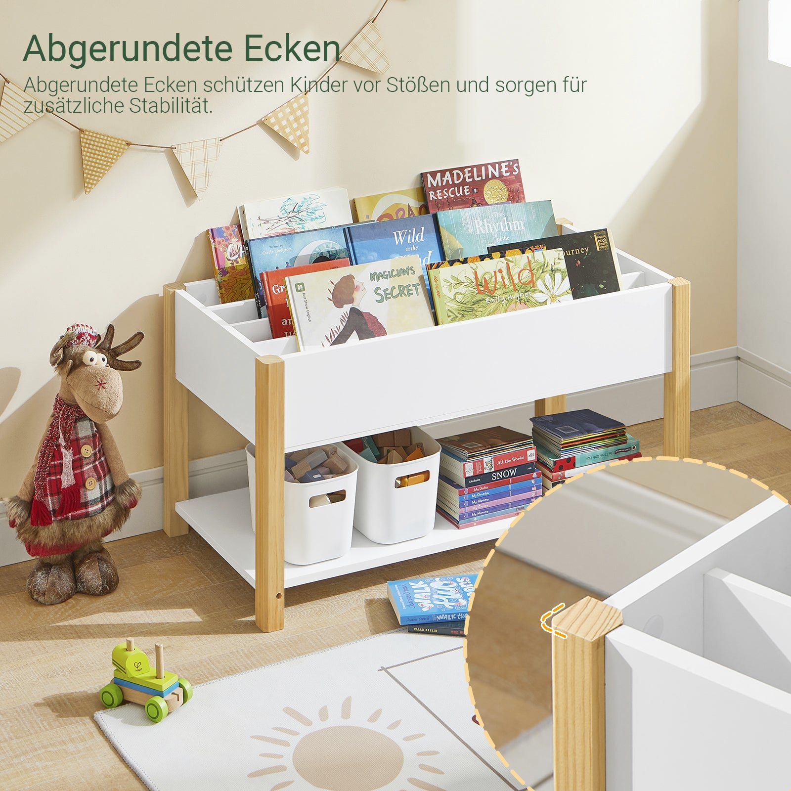 SoBuy | Scaffale portagiochi per bambini | Scaffale porta libri per bambini | Scaffale per cameretta | KMB35-W