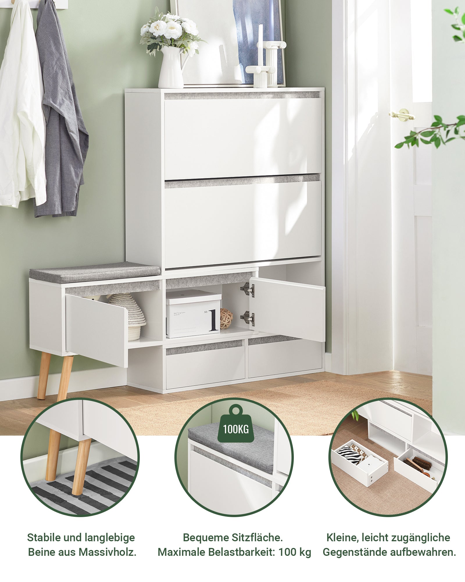 SoBuy | Meuble à chaussures | Rangement pour chaussures | Blanc | FSR134-W 