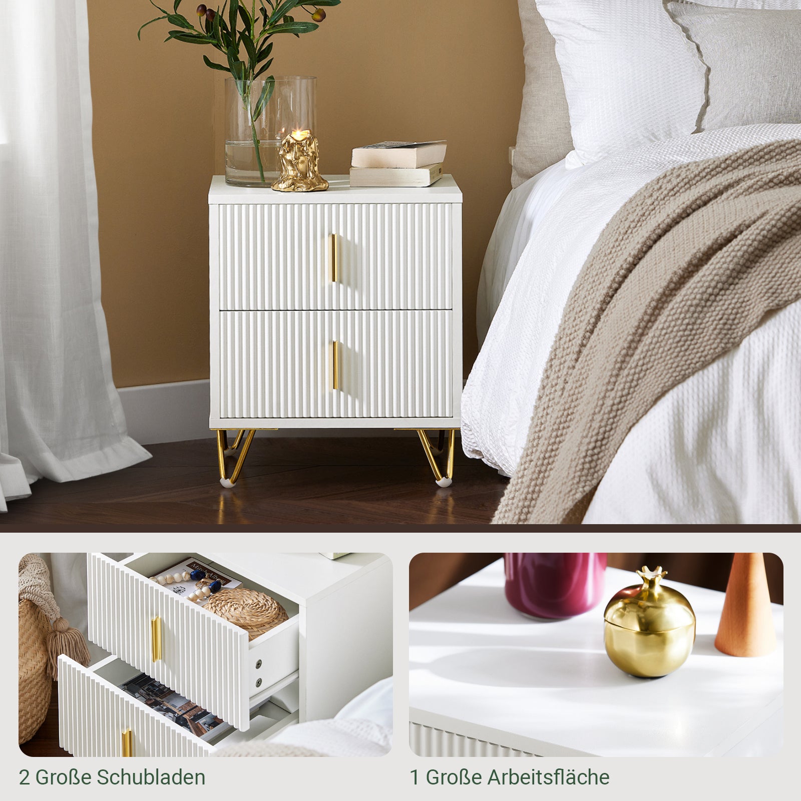 Table de chevet SoBuy à 2 tiroirs FBT115-W 