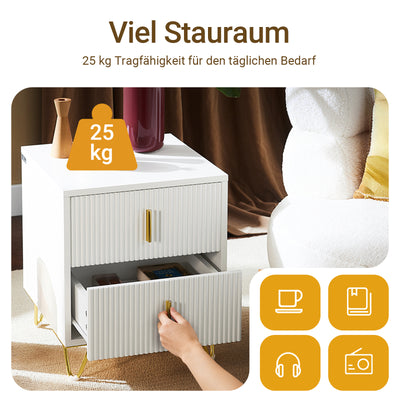 SoBuy | Nachttisch mit 2 Schubladen | Sofatisch | Beistelltisch | Weiß | FBT115-W