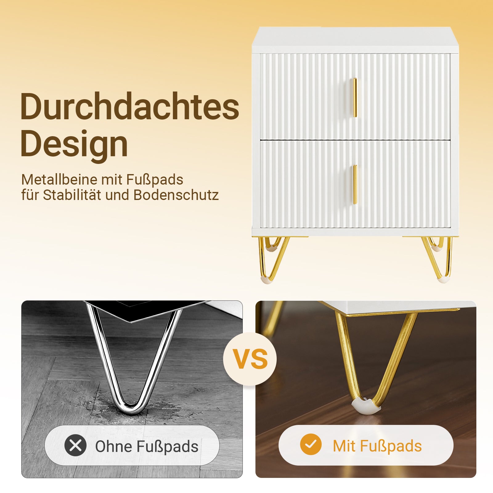 SoBuy | Nachttisch mit 2 Schubladen | Sofatisch | Beistelltisch | Weiß | FBT115-W