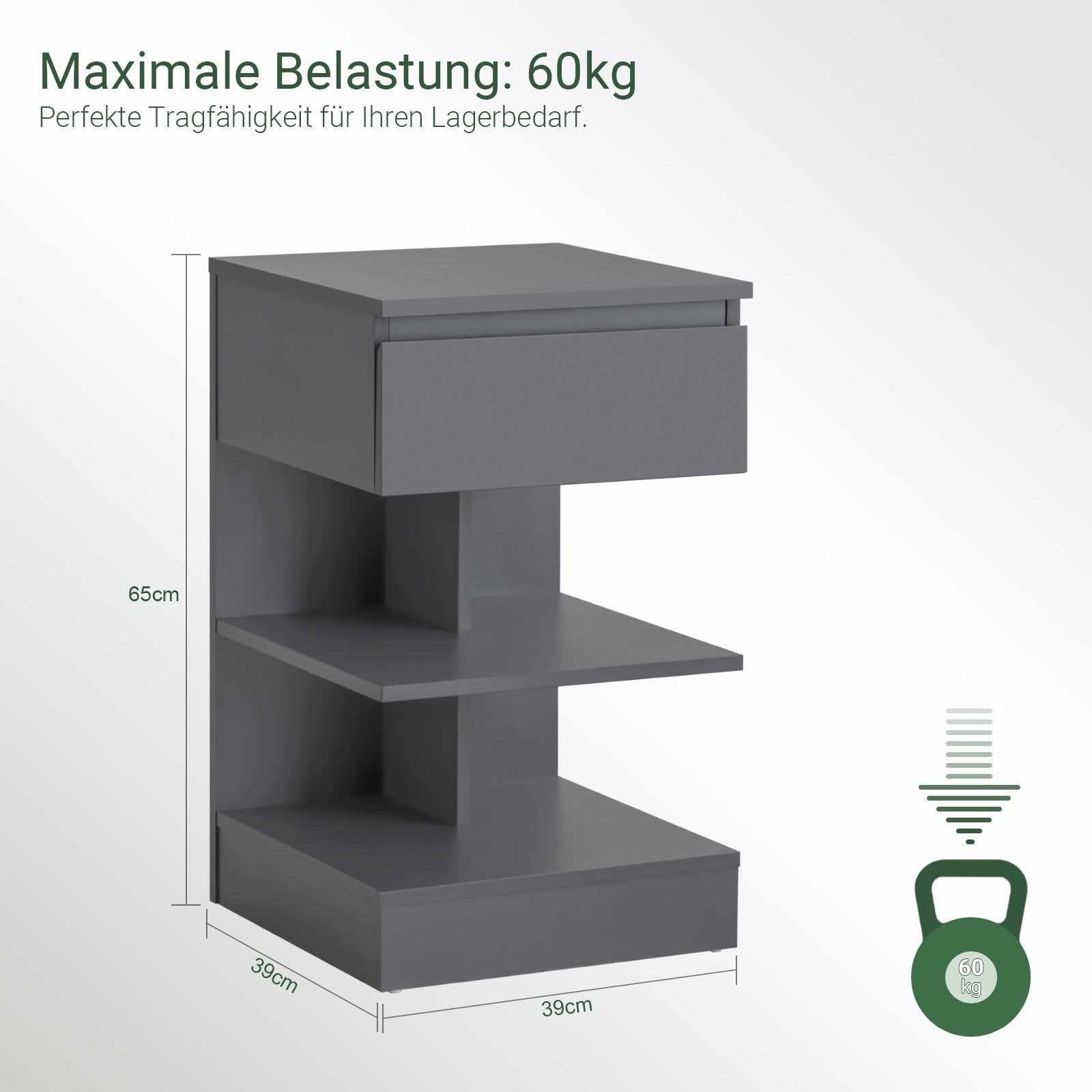 SoBuy | Comodino | Comodino | Tavolino | Cassettiera Grigia | FBT49-HG