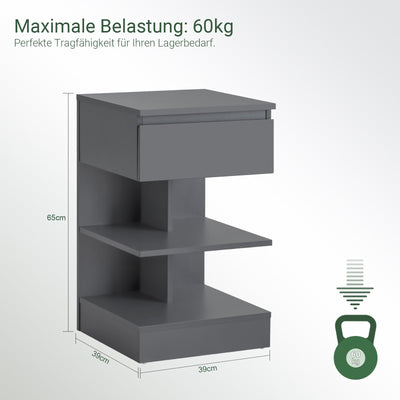 SoBuy | Nachttisch | Nachtschrank | Beistelltisch | Kommode Grau | FBT49-HG