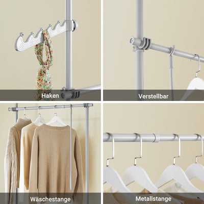 SoBuy | Asta Appendini Telescopica | Sistema Guardaroba | Sistema di Scaffalature | Grigio Chiaro | KLS03-II-HG