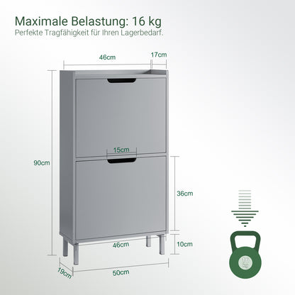 SoBuy | Schuhkipper mit 2 Klappen | Schuhschrank | Schuhkommode | Hellgrau | FSR151-HG
