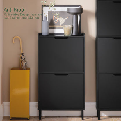 Prévente | SoBuy | Meuble à chaussures 2 portes | Armoire à chaussures | Coffre à chaussures | Noir | 50 x 90 x 19 cm | FSR151-SCH