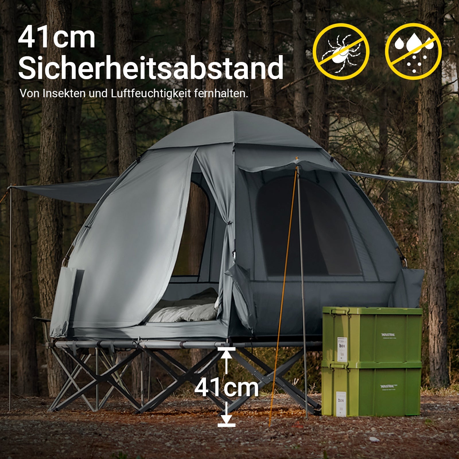SoBuy | Tenda da campeggio 7in1 | 2 persone | Outdoor | Brandina Grigio Chiaro | 193x188x145cm | OGS32-L-HG
