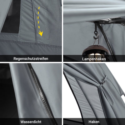SoBuy | Tenda da campeggio 7in1 | 2 persone | Outdoor | Brandina Grigio Chiaro | 193x188x145cm | OGS32-L-HG