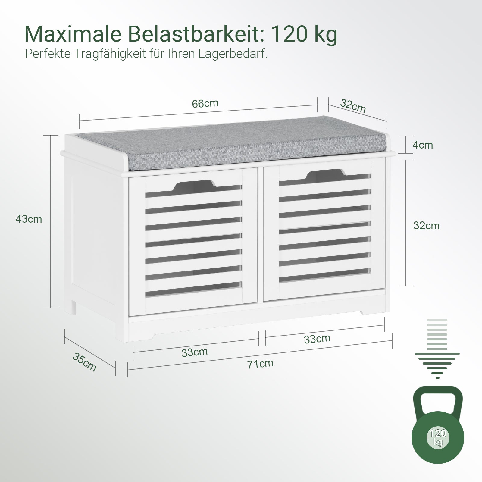 SoBuy | Banc à chaussures avec assise | Coffre de rangement à 2 portes | Boîte à chaussures | Blanc | FSR23-II-W 