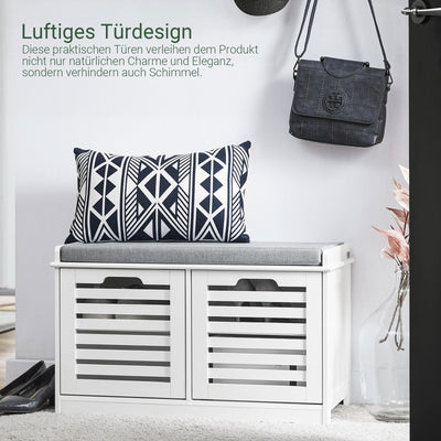 Prevendita | SoBuy | Scarpiera con panca | Cassapanca con 2 ante | Cassapanca per scarpe | Bianco | FSR23-II-W
