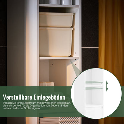 SoBuy | Hochschrank mit Wäschesack | Badschrank | Wäscheschrank | Badregal Weiß | BZR158-W