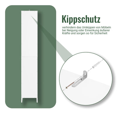 SoBuy | Armoire haute avec sac à linge | Meuble de salle de bain | Armoire à linge | Étagère de salle de bain blanche | BZR158-W 