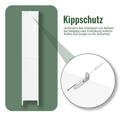 SoBuy | Hochschrank mit Wäschesack | Badschrank | Wäscheschrank | Badregal Weiß | BZR158-W