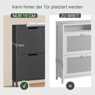 SoBuy | Meuble à chaussures à 4 portes | Meuble à chaussures étroit | Noir | FSR177-L-SCH